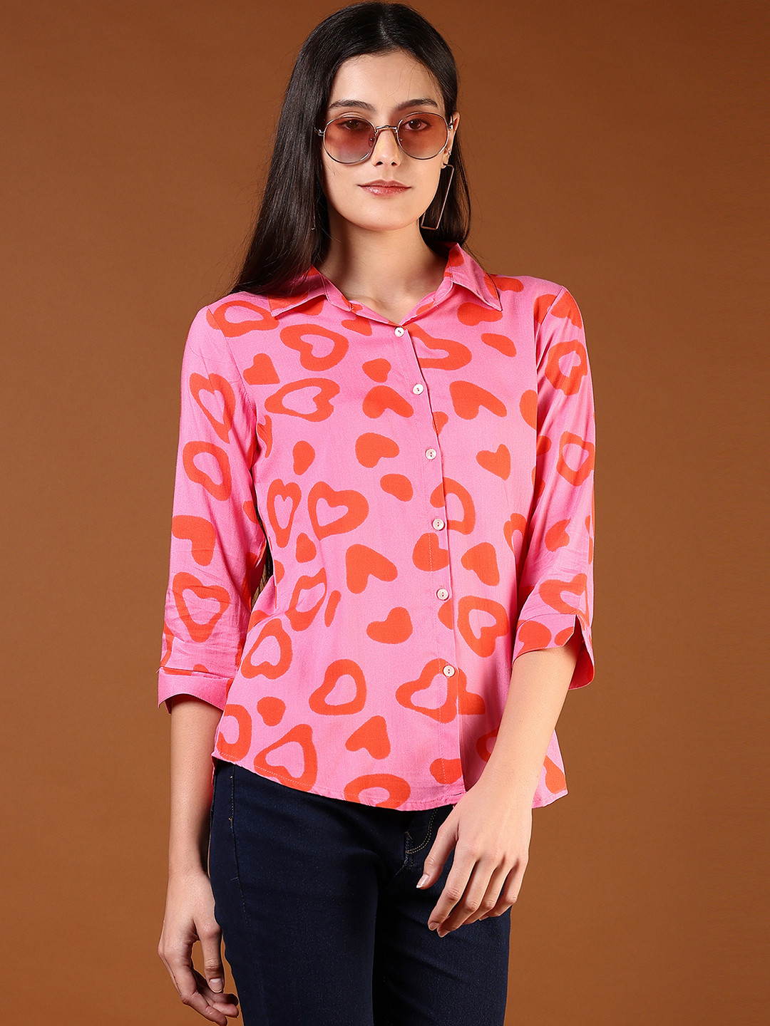 

V-Mart Women Opaque Printed Casual Shirt, Pink