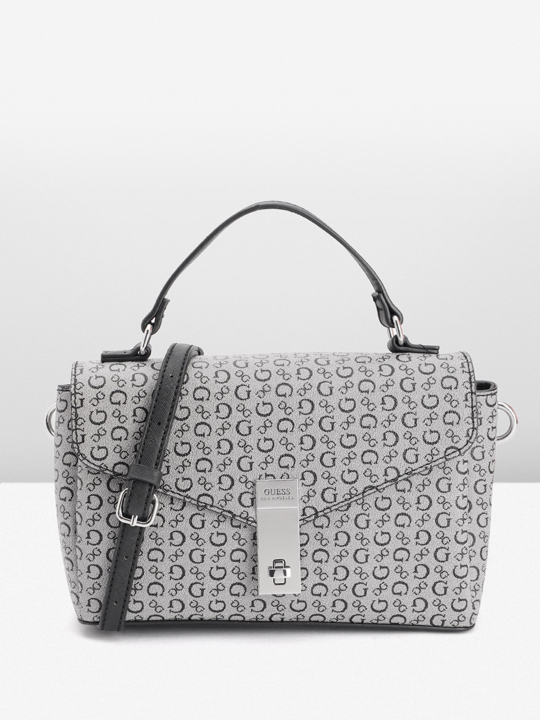

GUESS Printed Structured Satchel Bag, Grey