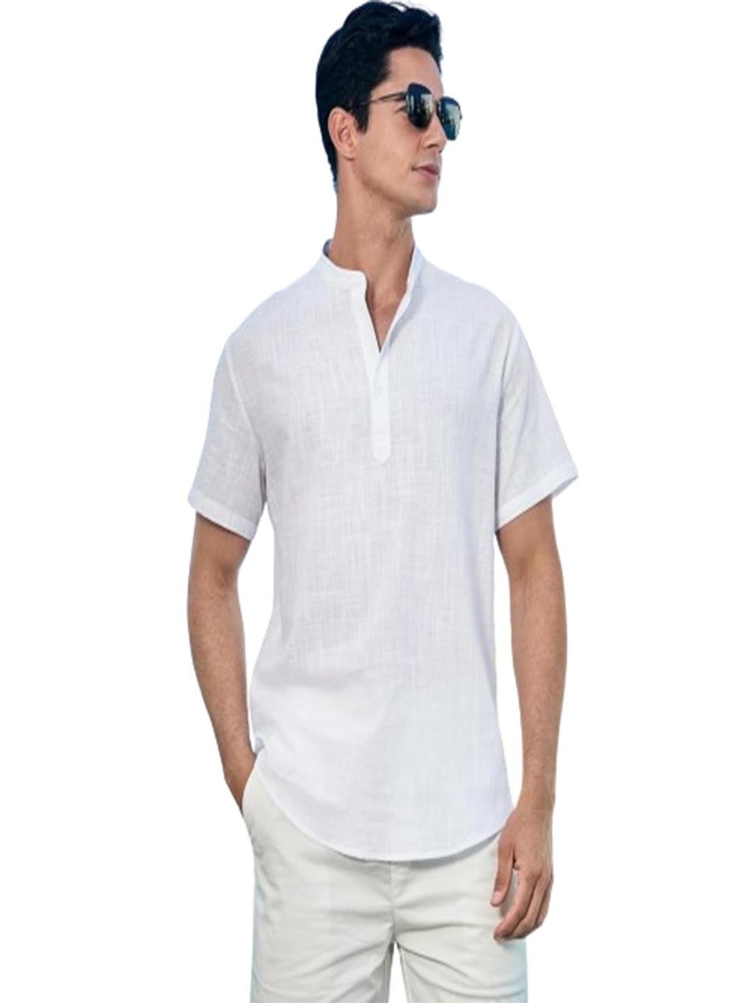 

EdinWolf Mandarin Collar Straight Pure Cotton Kurta, White