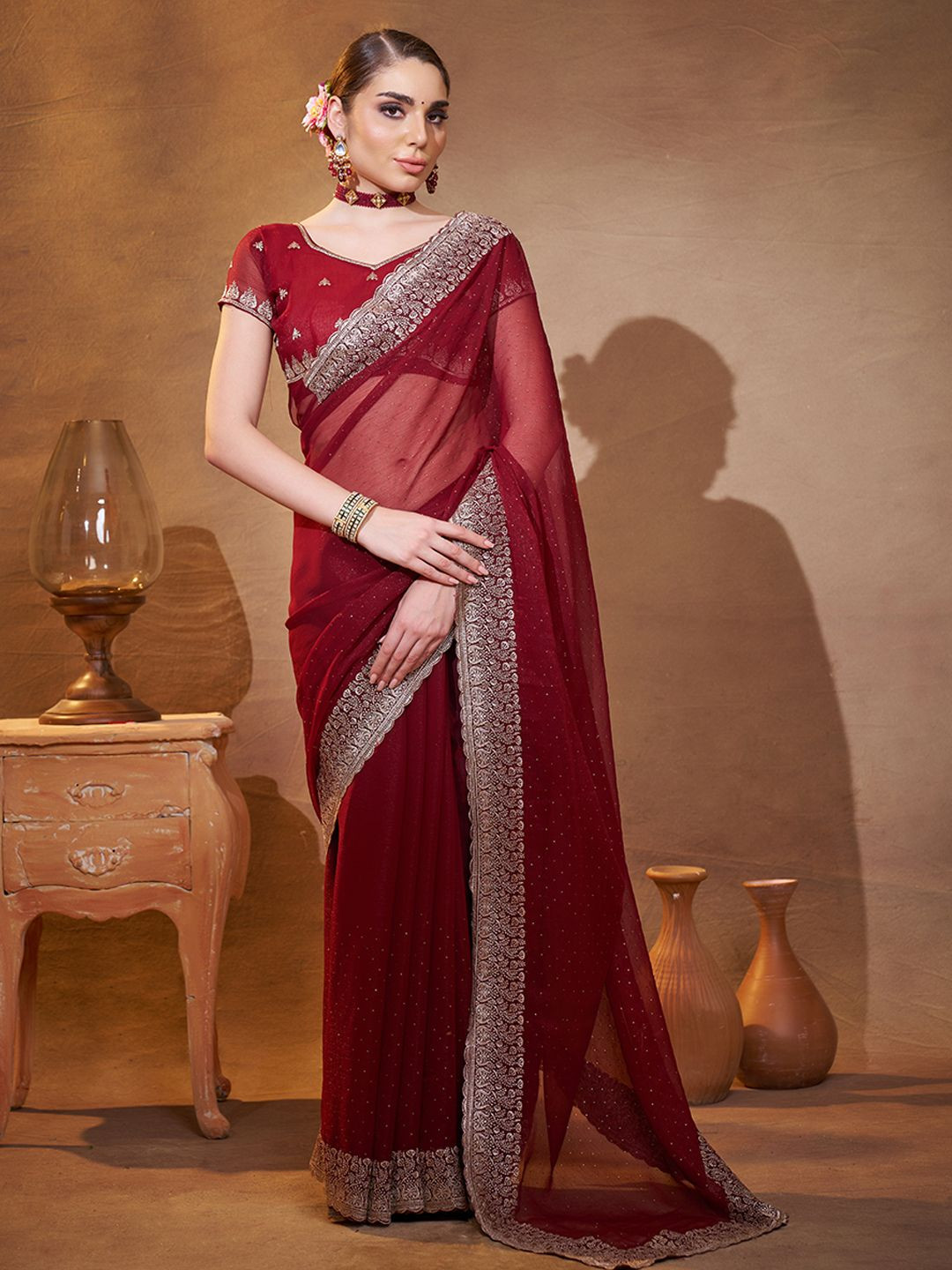 

Kalista Ethnic Motifs Zari Pure Silk Saree, Maroon