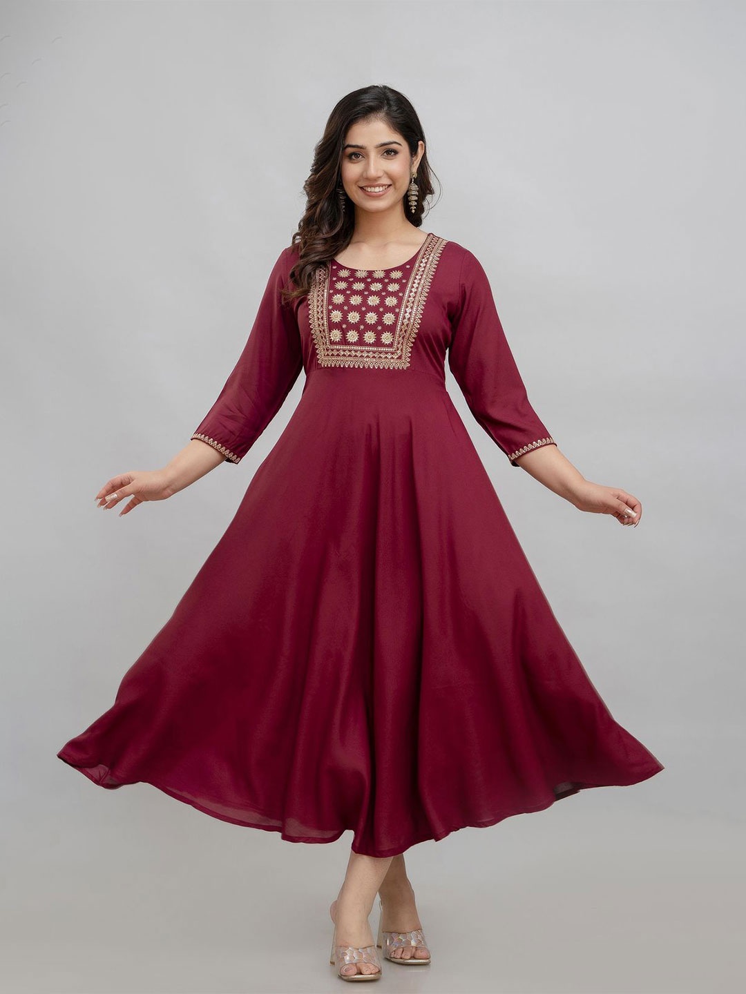 

G.L. FASHION Embroidered Gown Ethnic Dress, Maroon