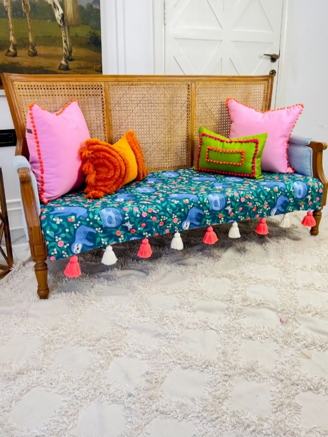 

THROWPILLOW Green & Multicoloured Printed Polyester 1 Piece Sofa Cover