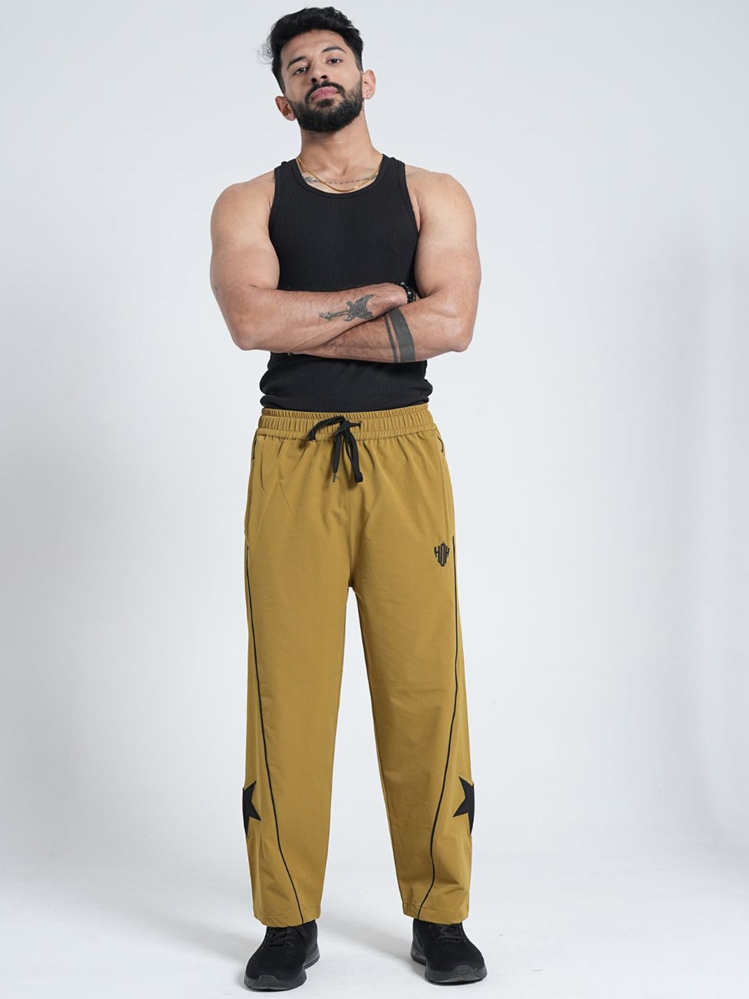 

House of Heroes Men Relaxed Fit Mid Rise Track Pants, Mustard