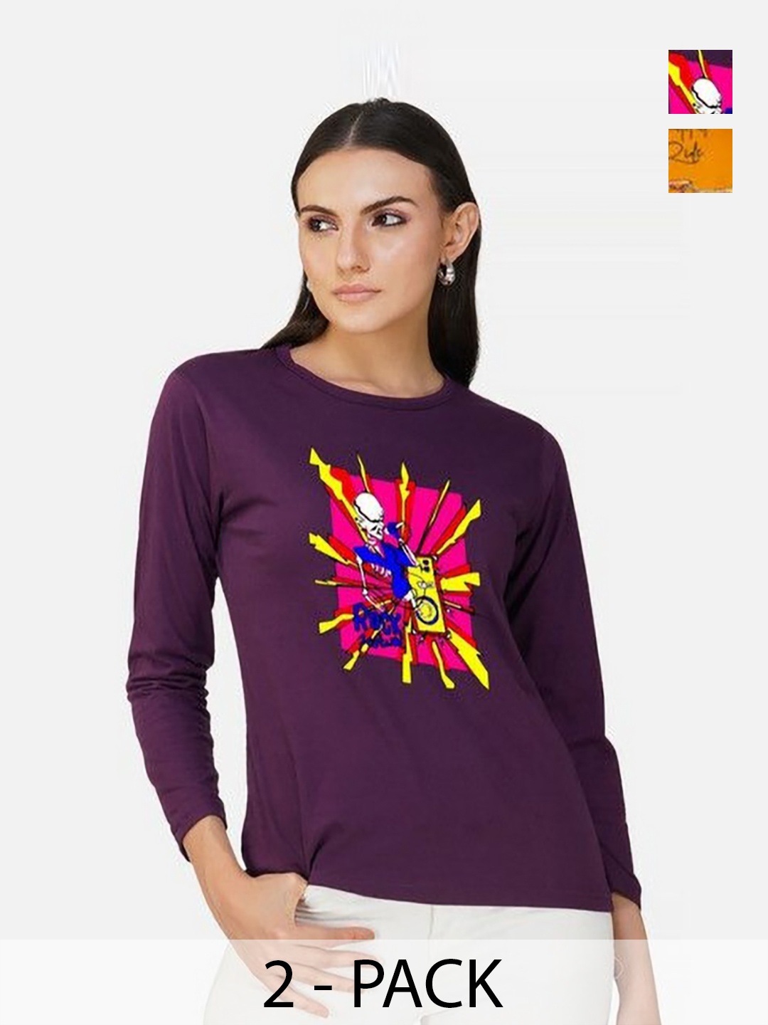 

Metronaut Women 2 Printed Bio Finish T-shirt, Mustard