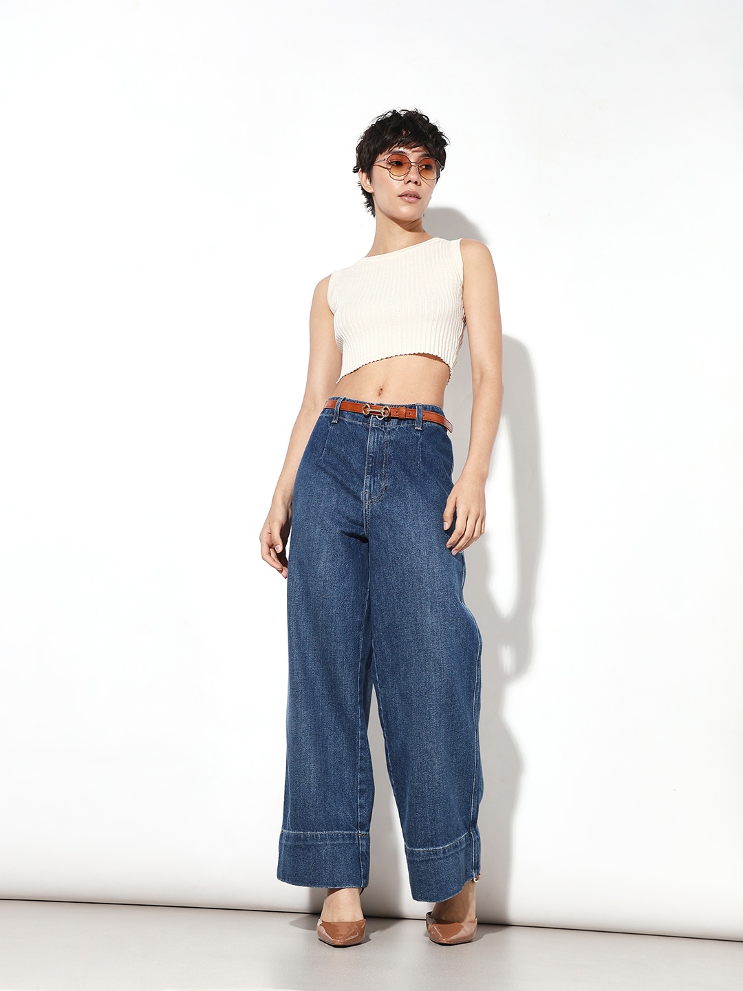 

ONLY Women Wide Leg High-Rise Light Fade Jeans, Blue
