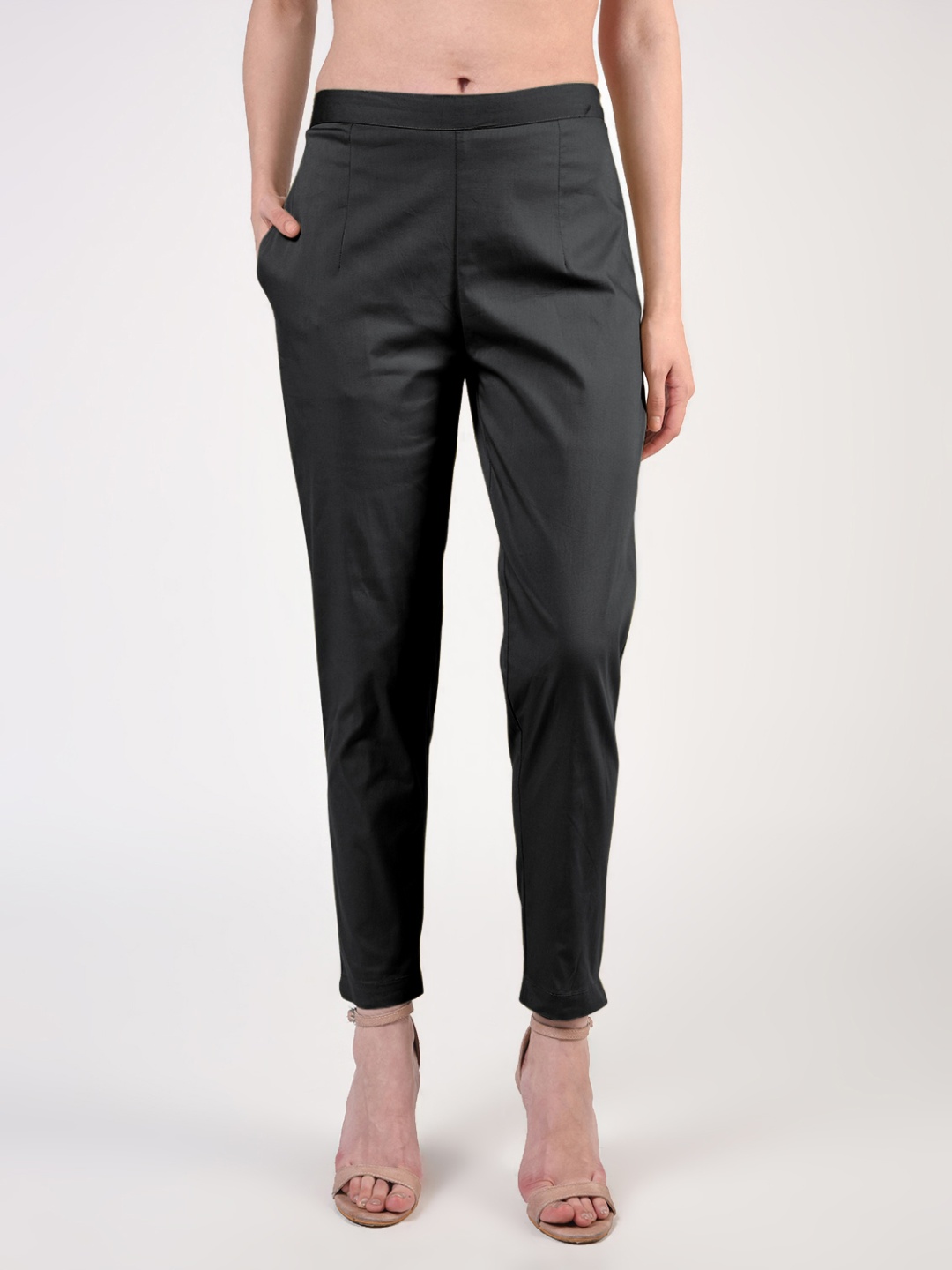 

FLOREOS Women Comfort Easy Wash Trousers, Black