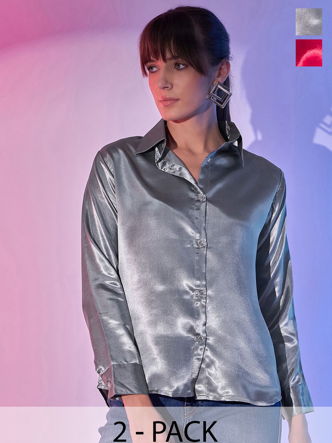 

DIMPY GARMENTS Women Standard Opaque Formal Shirt, Grey