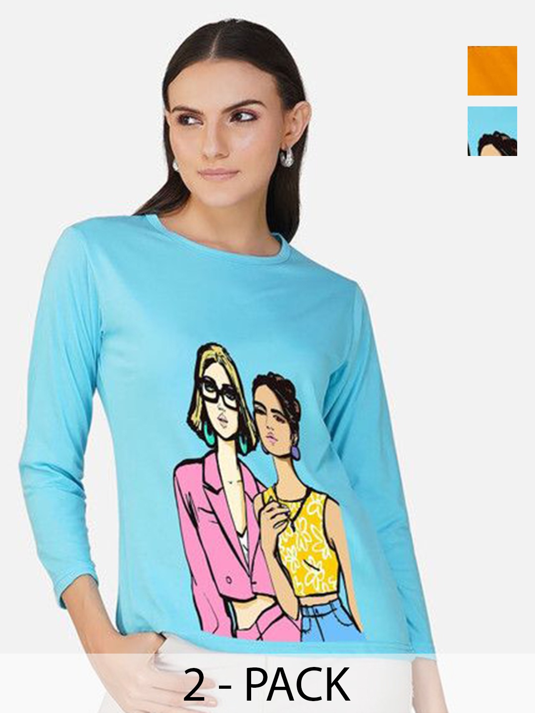 

Metronaut Women 2 Printed Bio Finish T-shirt, Mustard