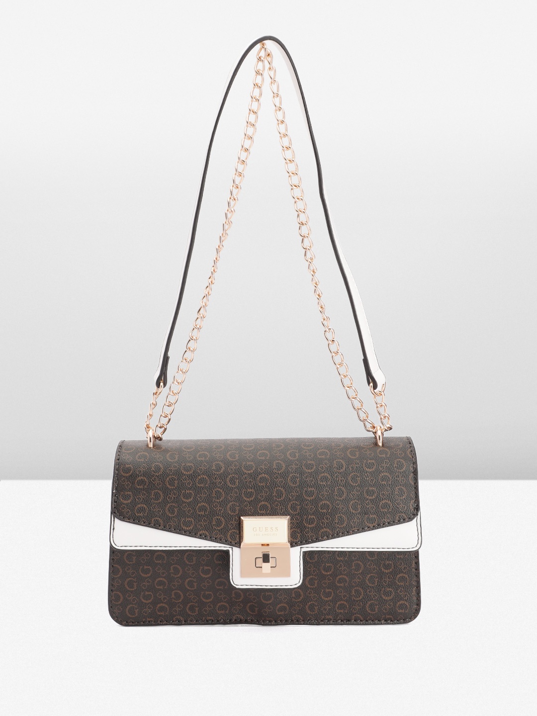 

GUESS Printed Structured Shoulder Bag, Brown