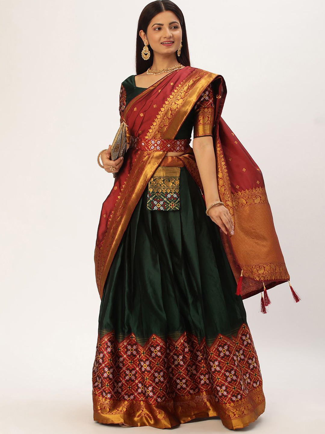 

Payu Semi-Stitched Lehenga & Unstitched Blouse With Dupatta, Green