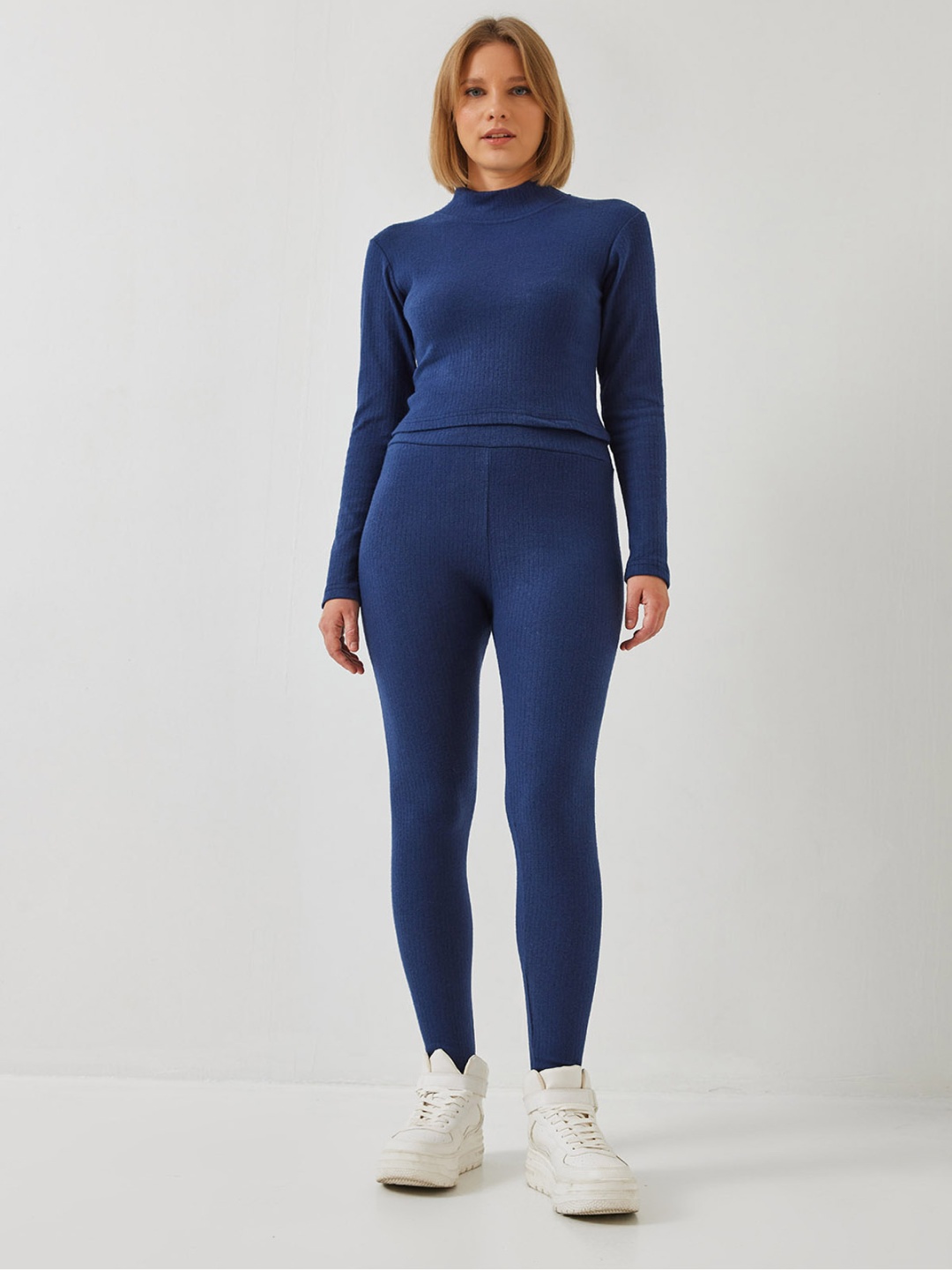 

BIANCO LUCCI Round Neck Top With Tights Co-Ords Set, Blue