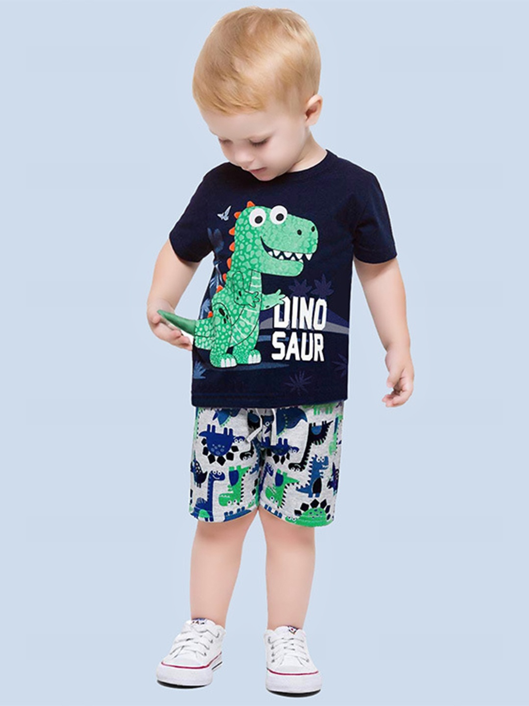 

YK Boys Printed Short Sleeve T-Shirt & Shorts Clothing Set, Navy blue