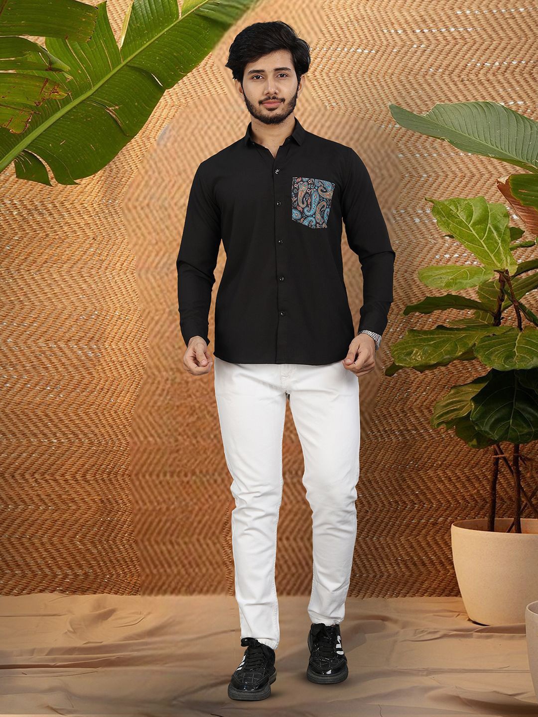 

Moda Rapido Men Original Opaque Casual Shirt, Black