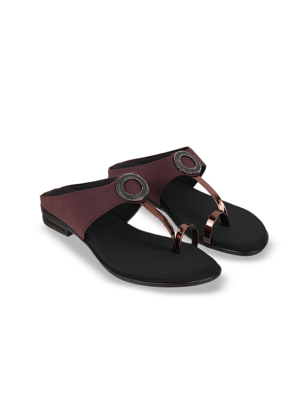 

Lazera Women Textured Open Toe Flats, Brown