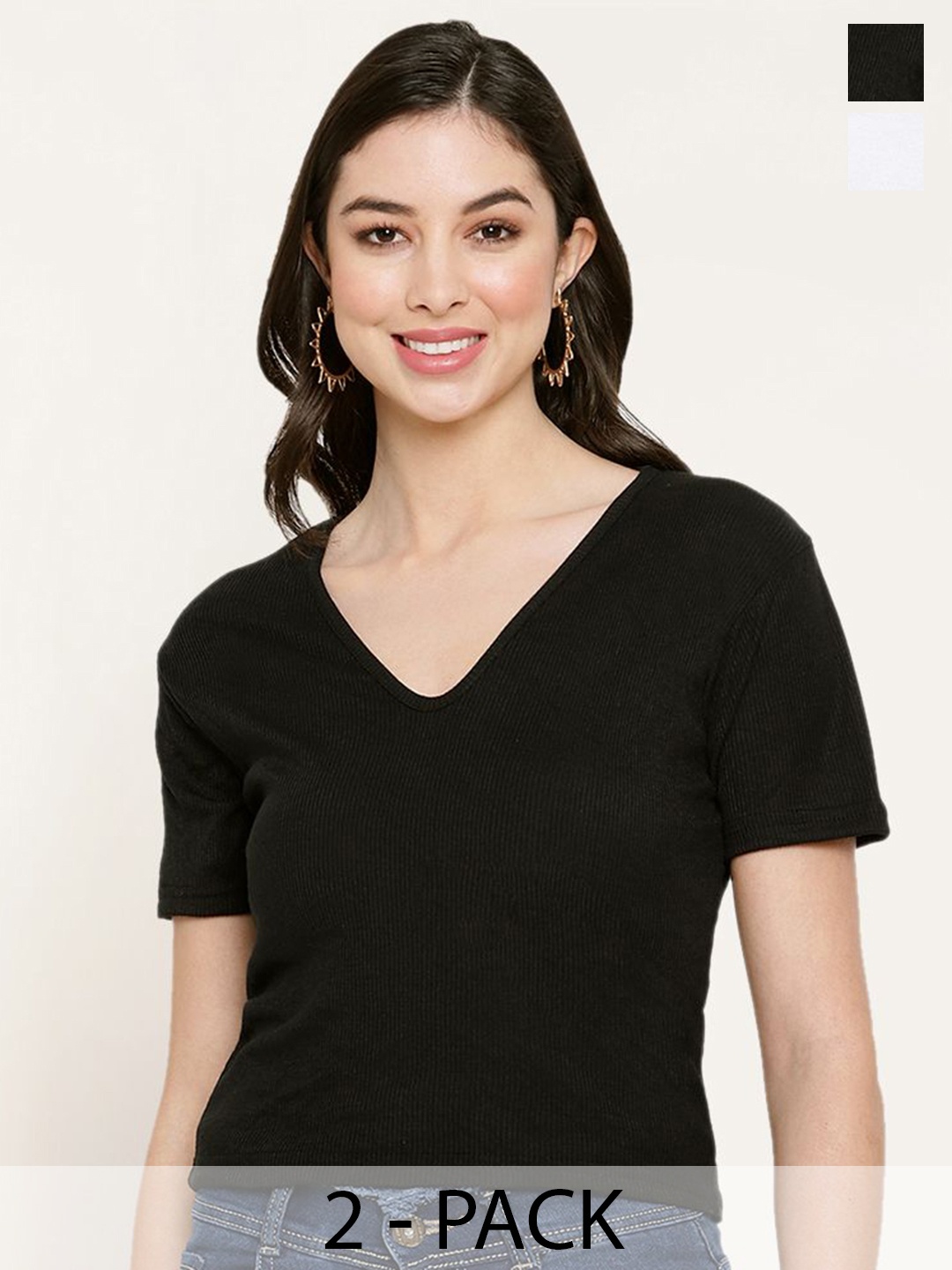 

Miaz Lifestyle Cotton Crop Top, Black