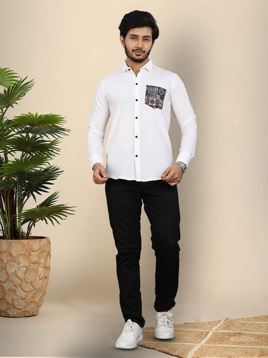 

Moda Rapido Men Original Opaque Casual Shirt, White