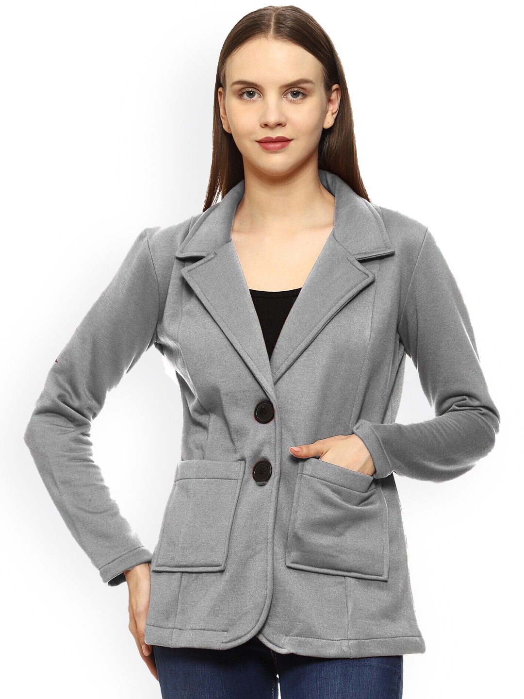 

ROARERS Notched Lapel Collar Single Breasted Blazer, Grey