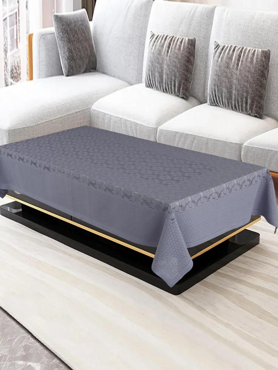 

Homerz Grey Floral Waterproof Cotton 4-Seater Table Cover