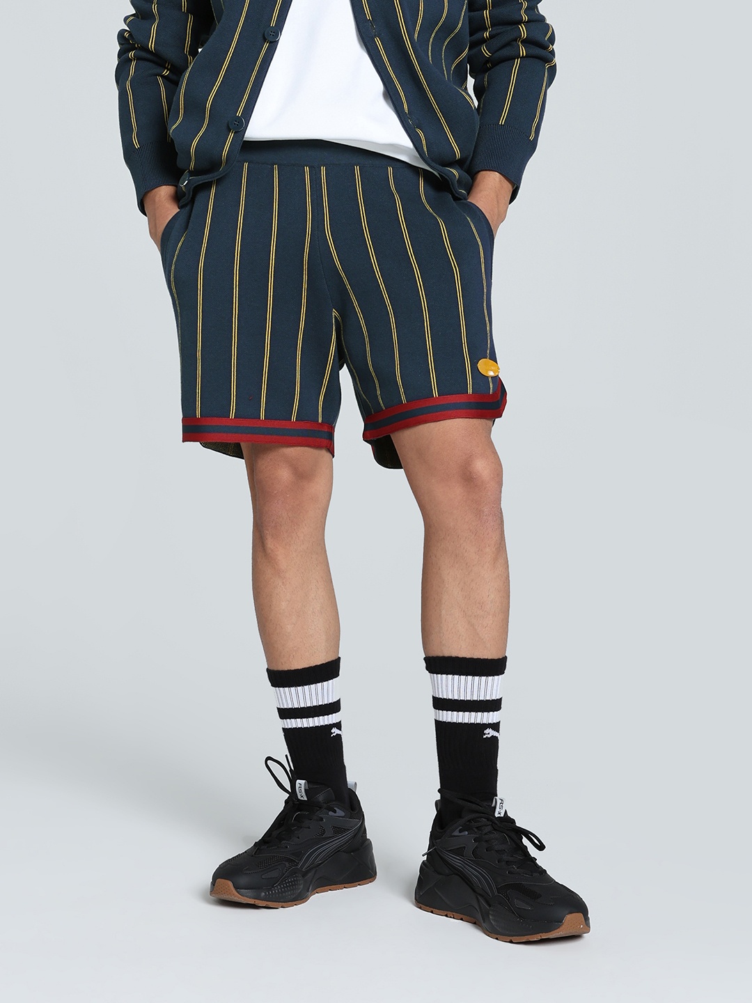 

PUMA Hoops Men Striped Outdoor Sports Shorts with Technology, Blue