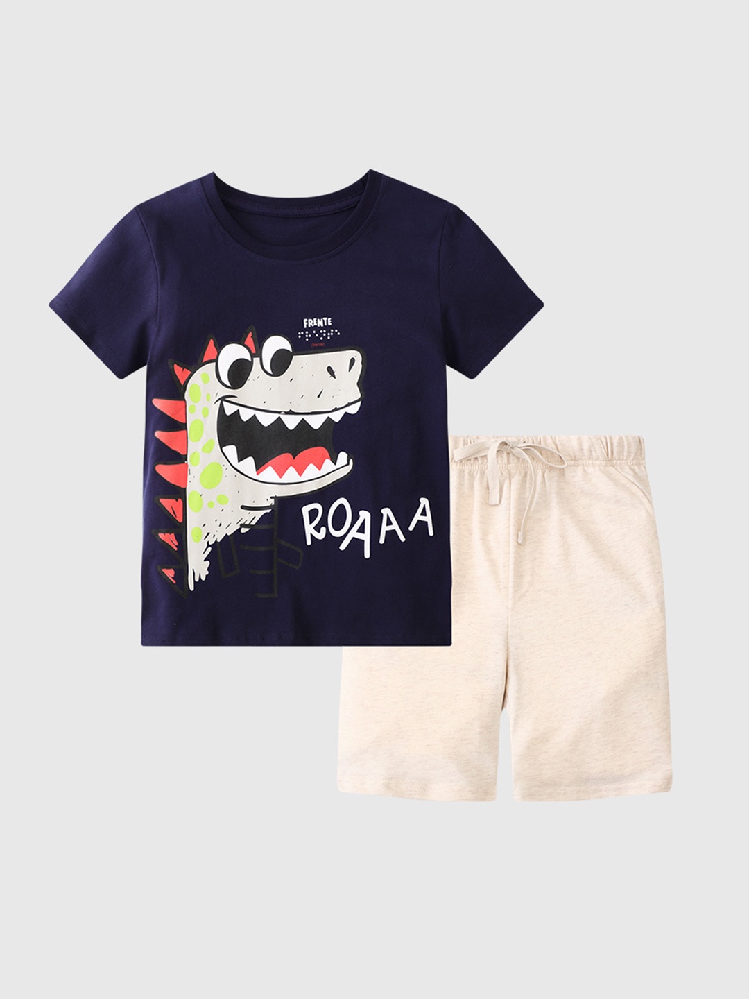 

YK Boys Printed T-Shirt With Shorts, Navy blue