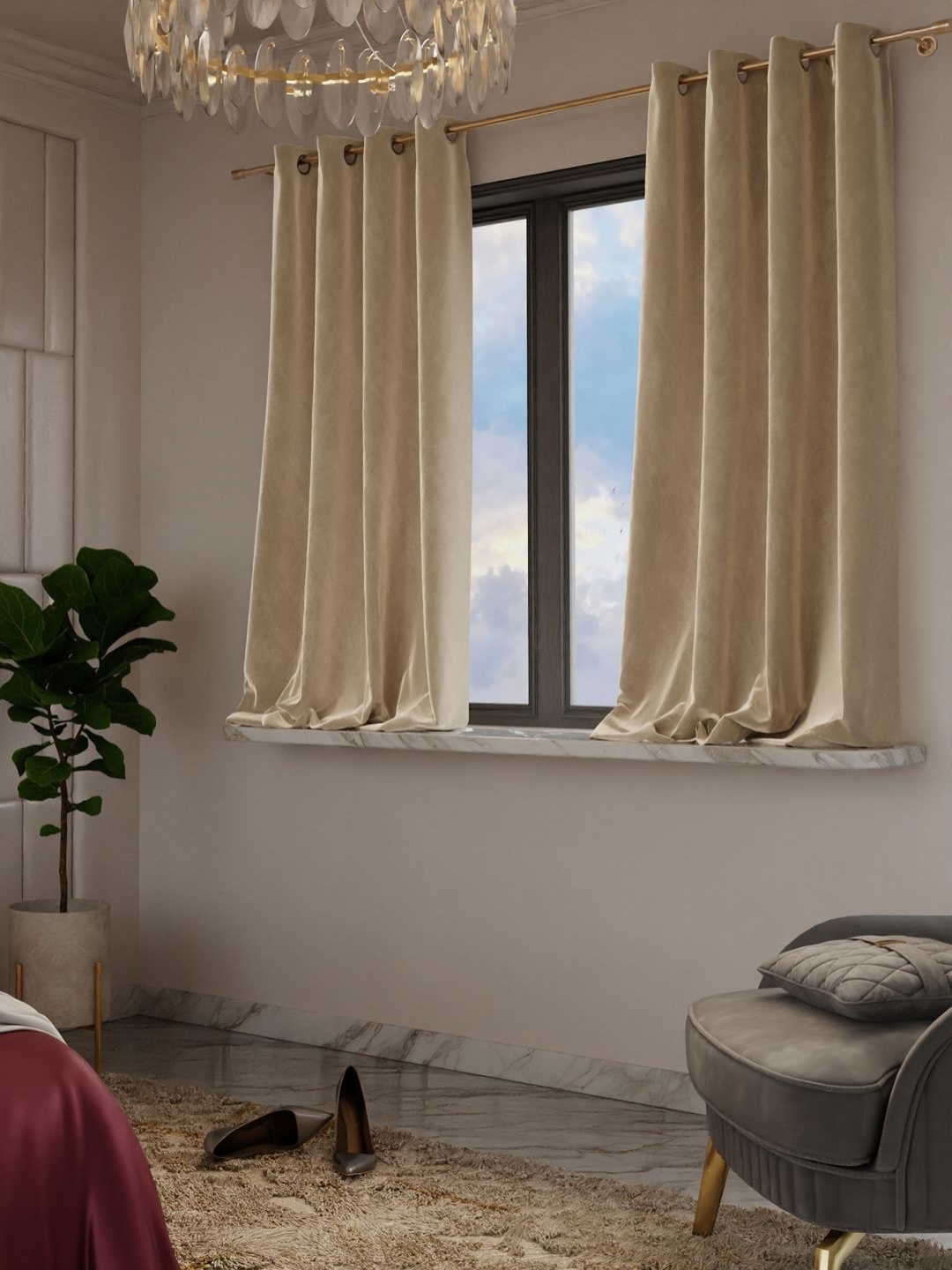 

Stoa Paris Date Night Beige Set of 2 Window Curtains