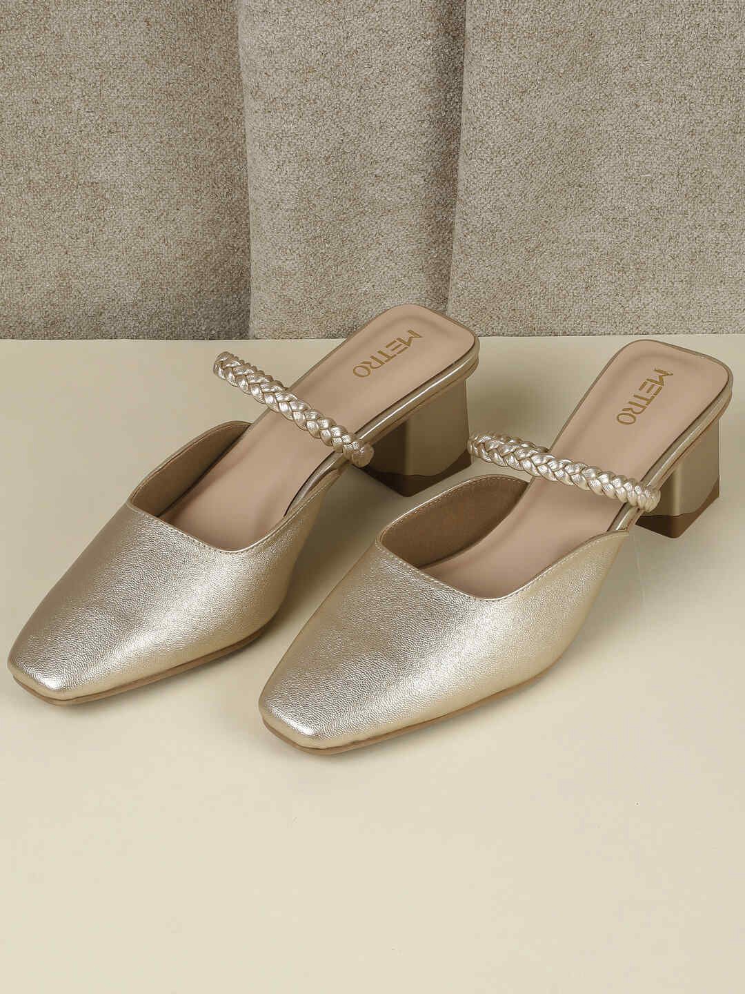

Metro Textured Block Pumps, Gold