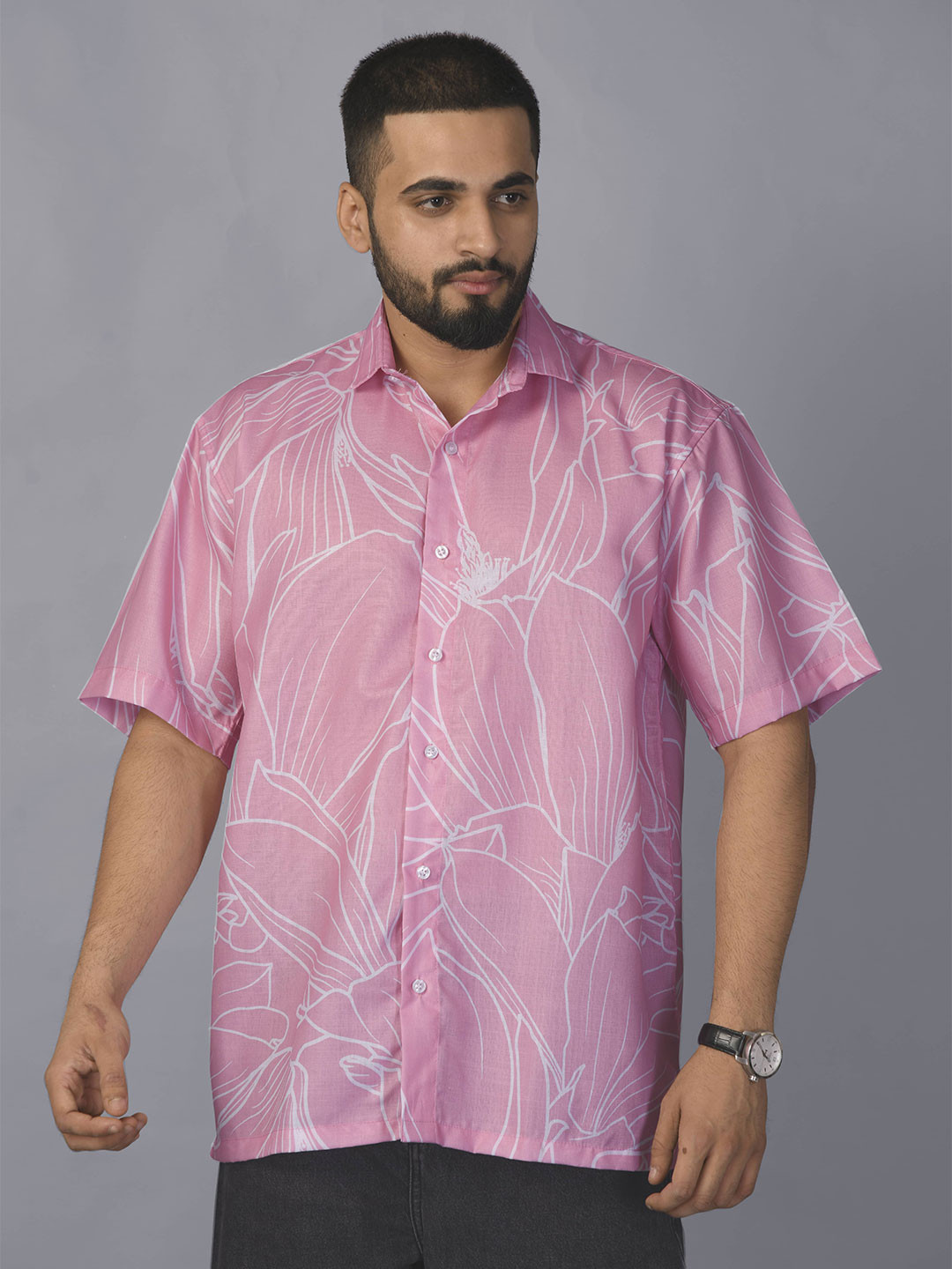 

BROWN BROTHERS Unisex Relaxed Multi Stripes Opaque Printed Casual Shirt, Pink