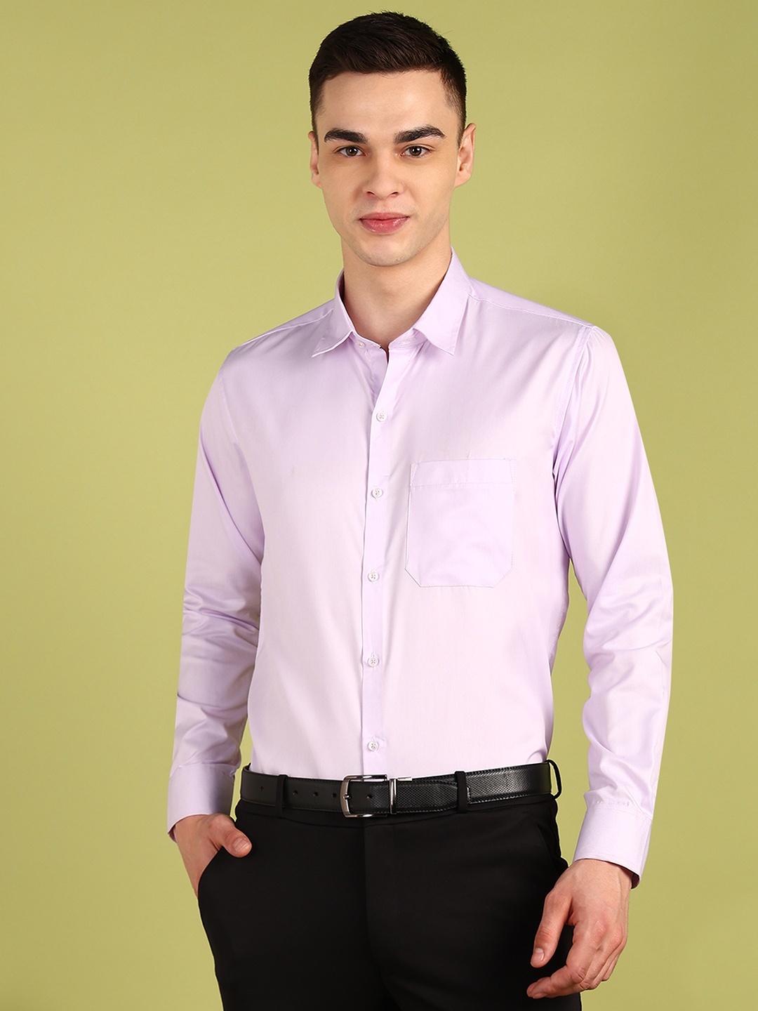 

PulseIQ Men Slim Fit Opaque Formal Shirt, Pink