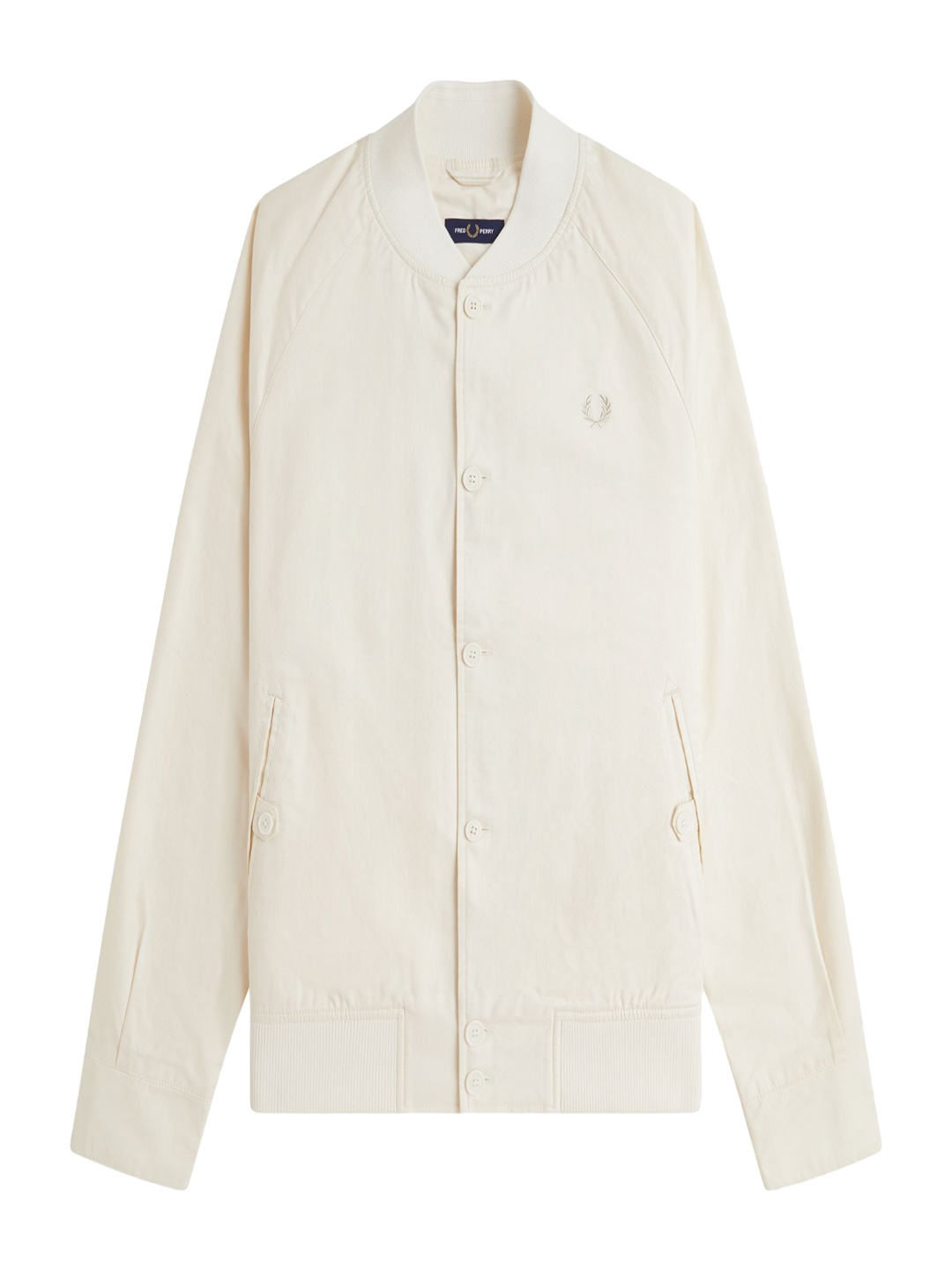 

Fred Perry Men Open Front Jacket with Embroidered, Cream