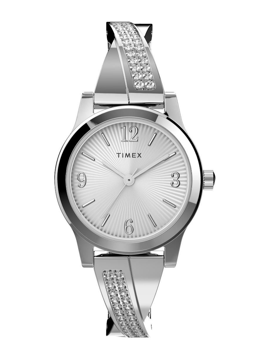 

Timex Women Brass Dial & Stainless Steel Bracelet Style Straps Analogue Watch TW2V69600, Silver