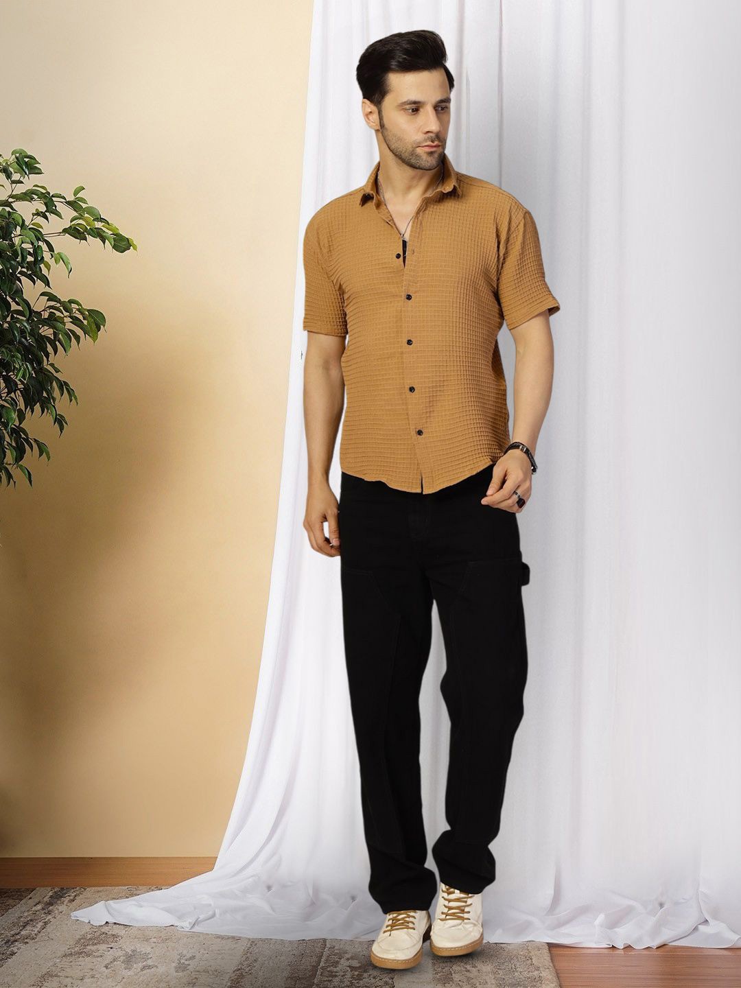

Moda Rapido Men Original Opaque Casual Shirt, Brown