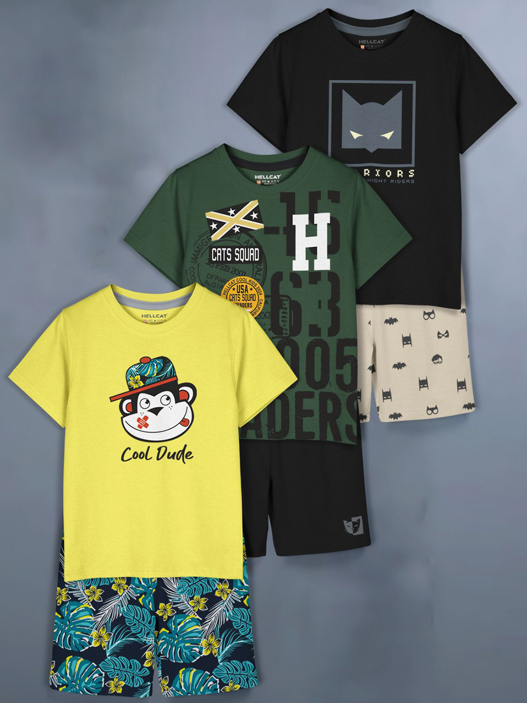 

HELLCAT Girls Printed T-shirt with Shorts, Yellow
