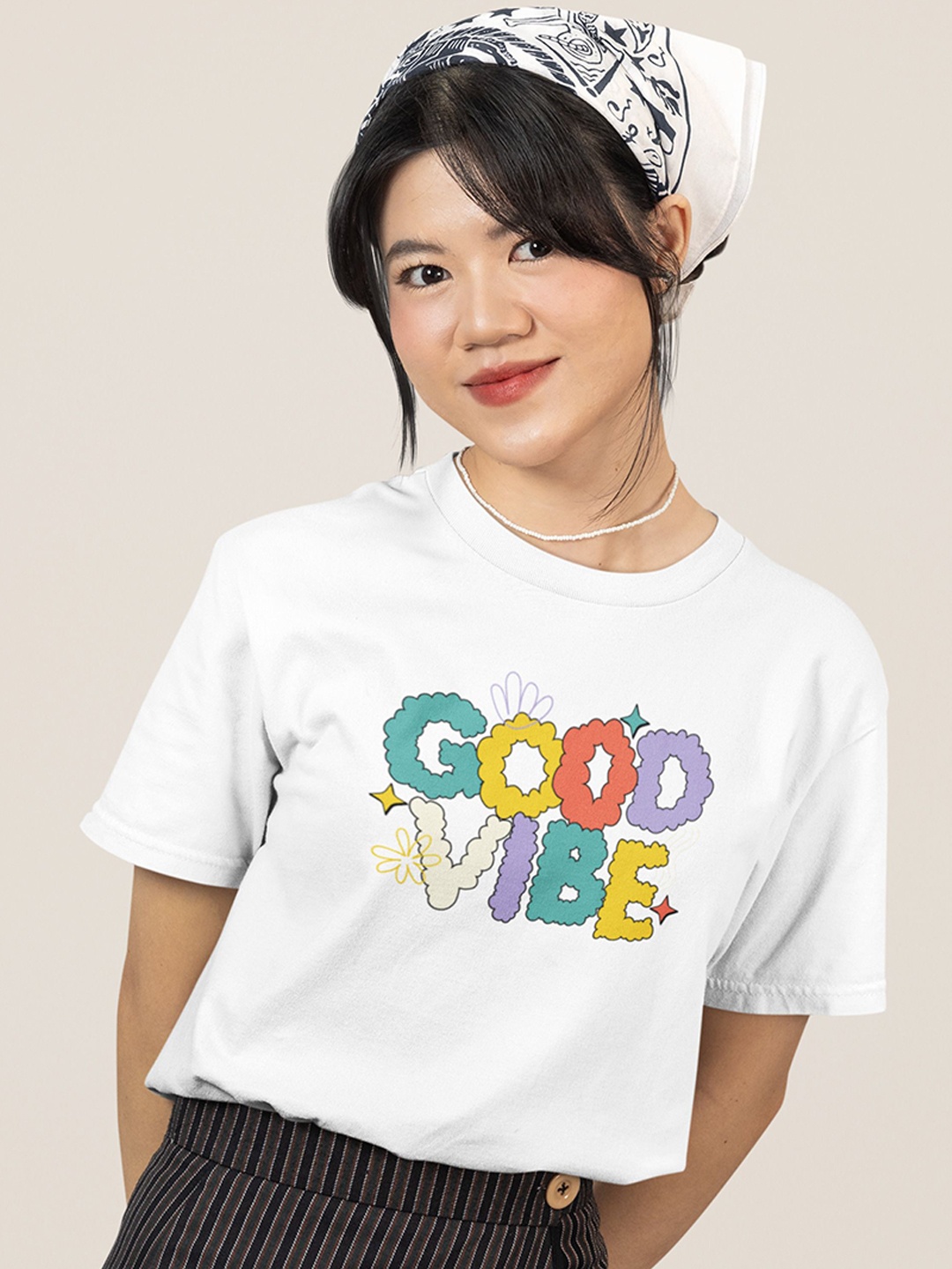 

MASTI TEES Printed Cotton Lounge T-Shirt, White
