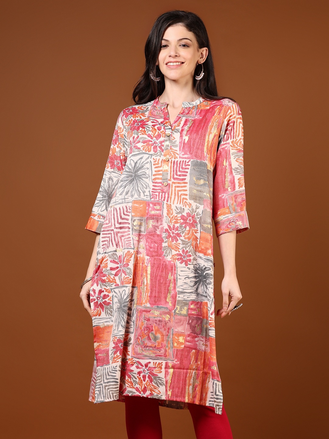 

V-Mart Women Printed Kurta, Off white
