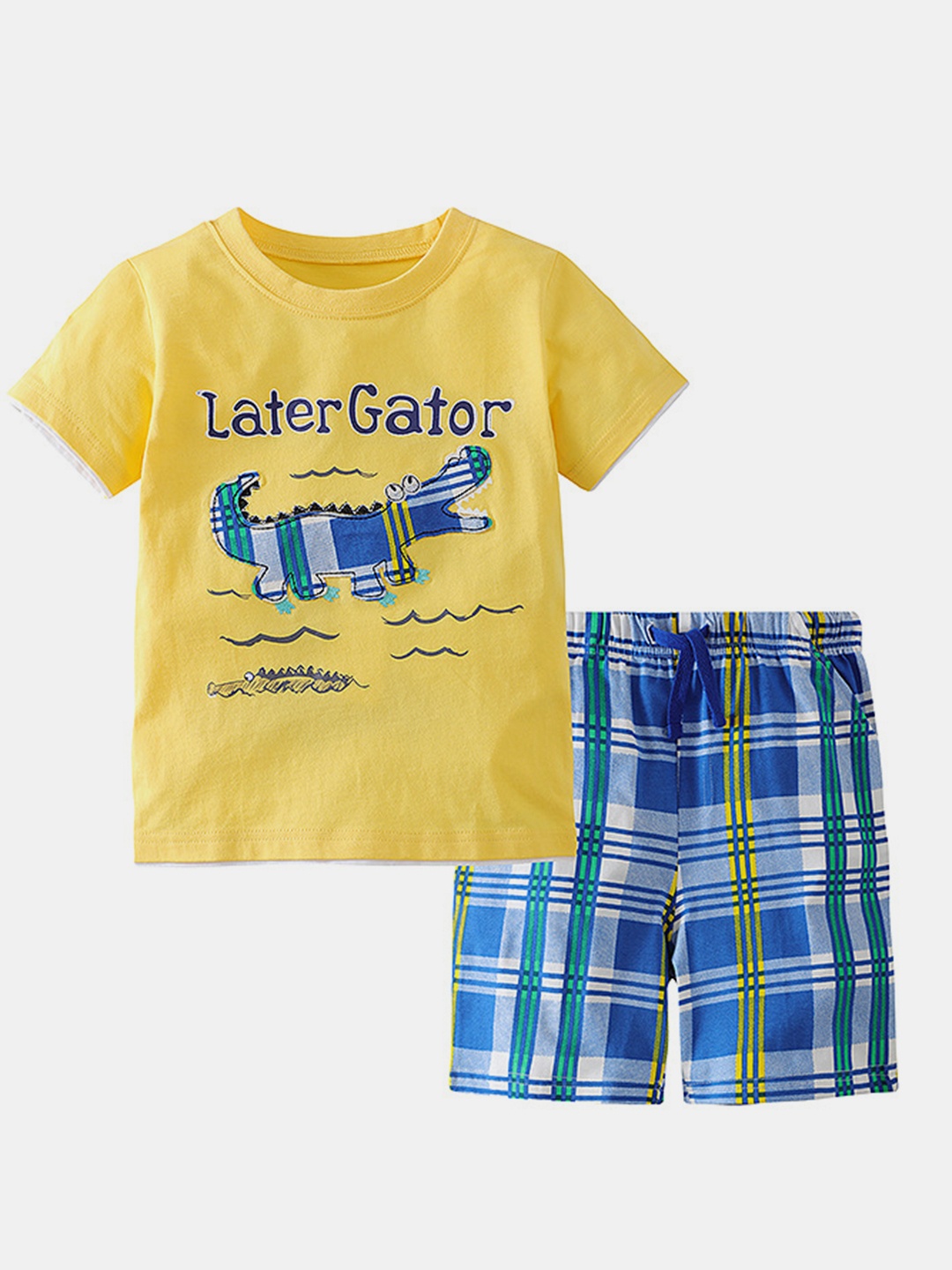 

YK Boys Printed T-Shirt With Shorts, Yellow