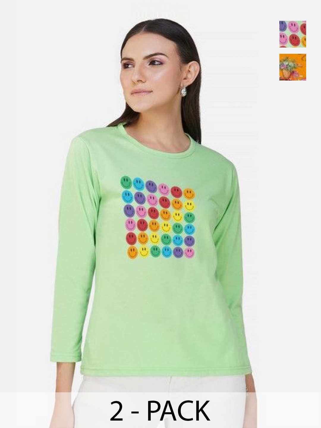 

Metronaut Women 2 Printed Bio Finish Applique T-shirt, Mustard