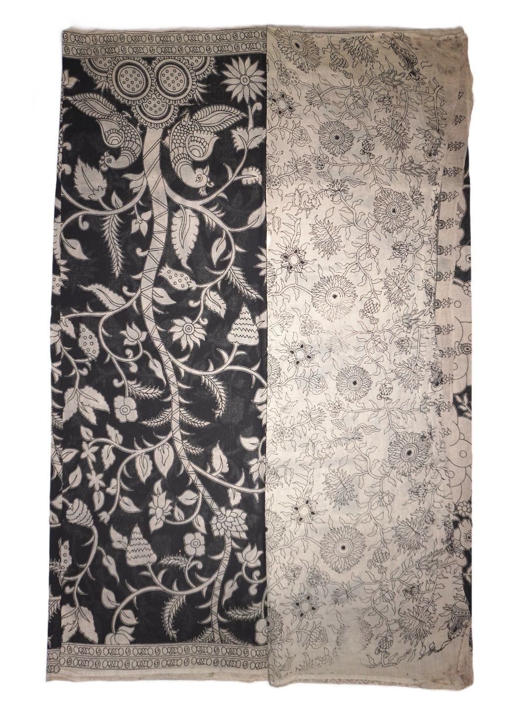 

SR HANDLOOMS AND TEXTILES Kalamkari Pure Cotton Saree, Black