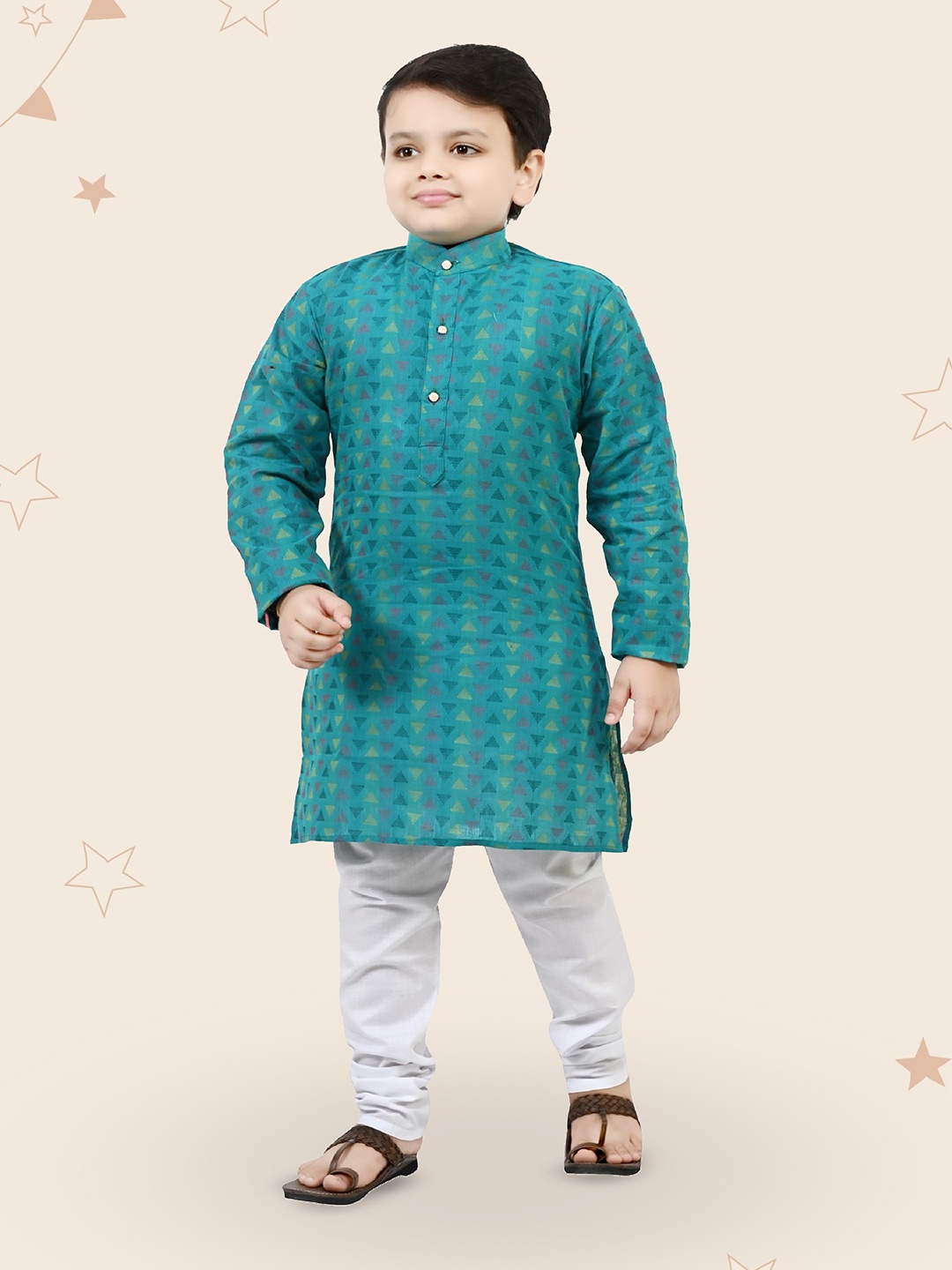 

Kidotsav Boys Printed Regular Kurta with Pyjamas, Blue