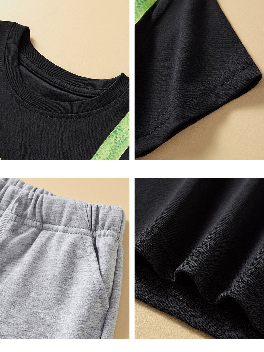 

YK Boys Printed T-Shirt With Shorts Clothing Set, Black