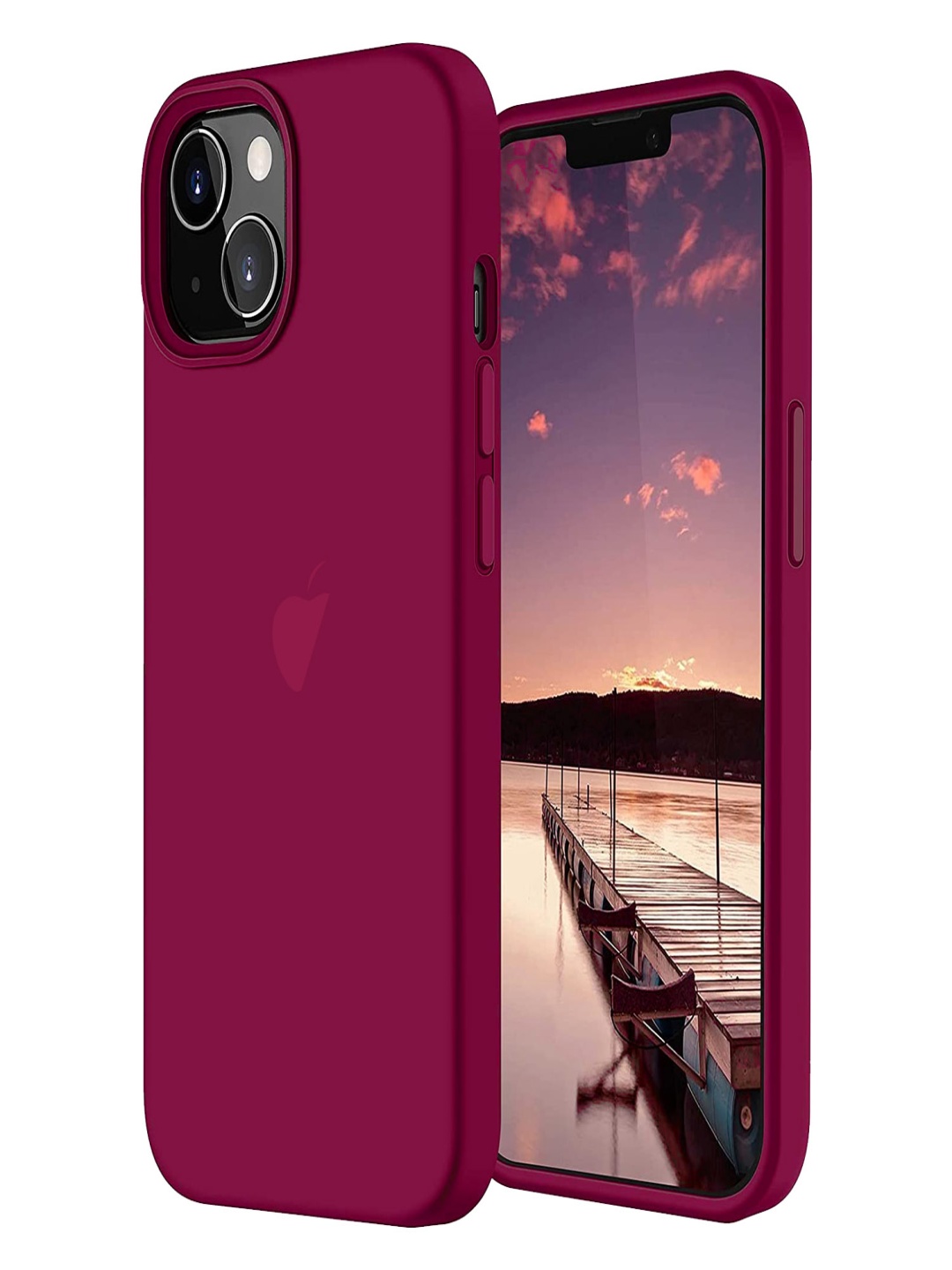 

LIRAMARK Solid Printed iPhone 13 Mini Back Case Mobile Accessories, Burgundy