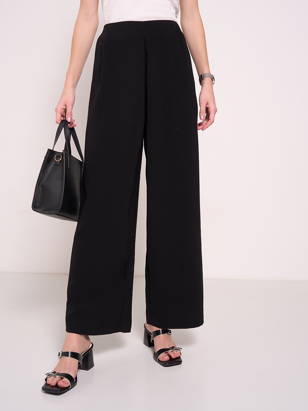 

Annabelle by Pantaloons Women High-Rise Trousers, Black
