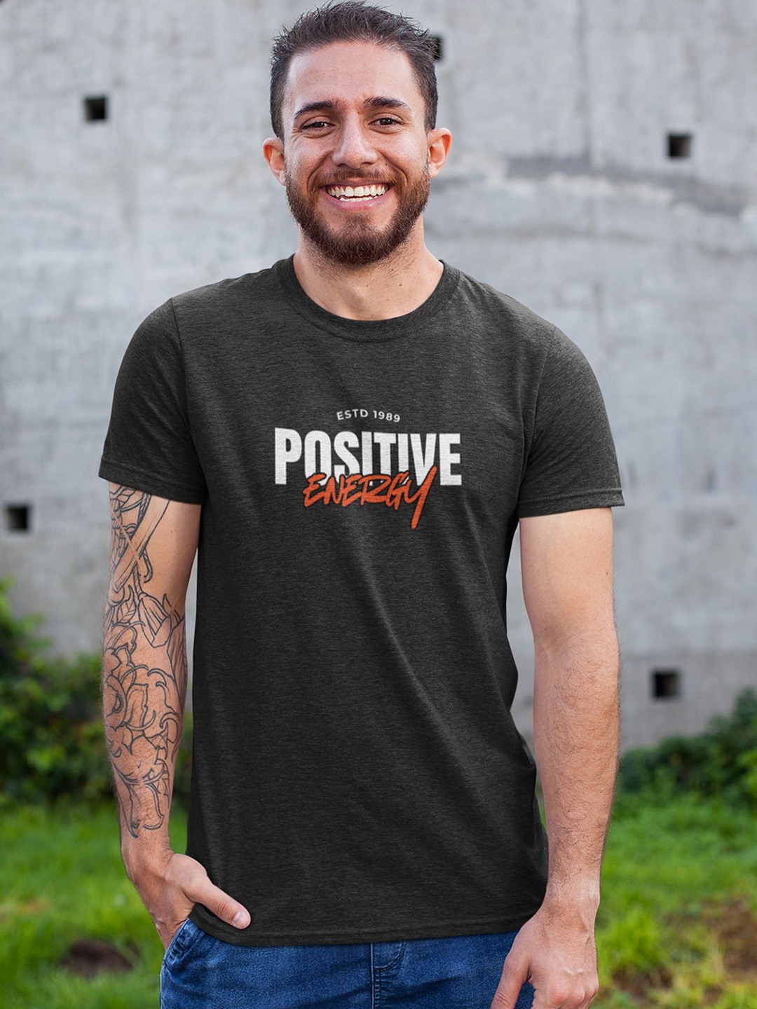 

MASTI TEES Typography Printed Pure Cotton T-shirt, Black