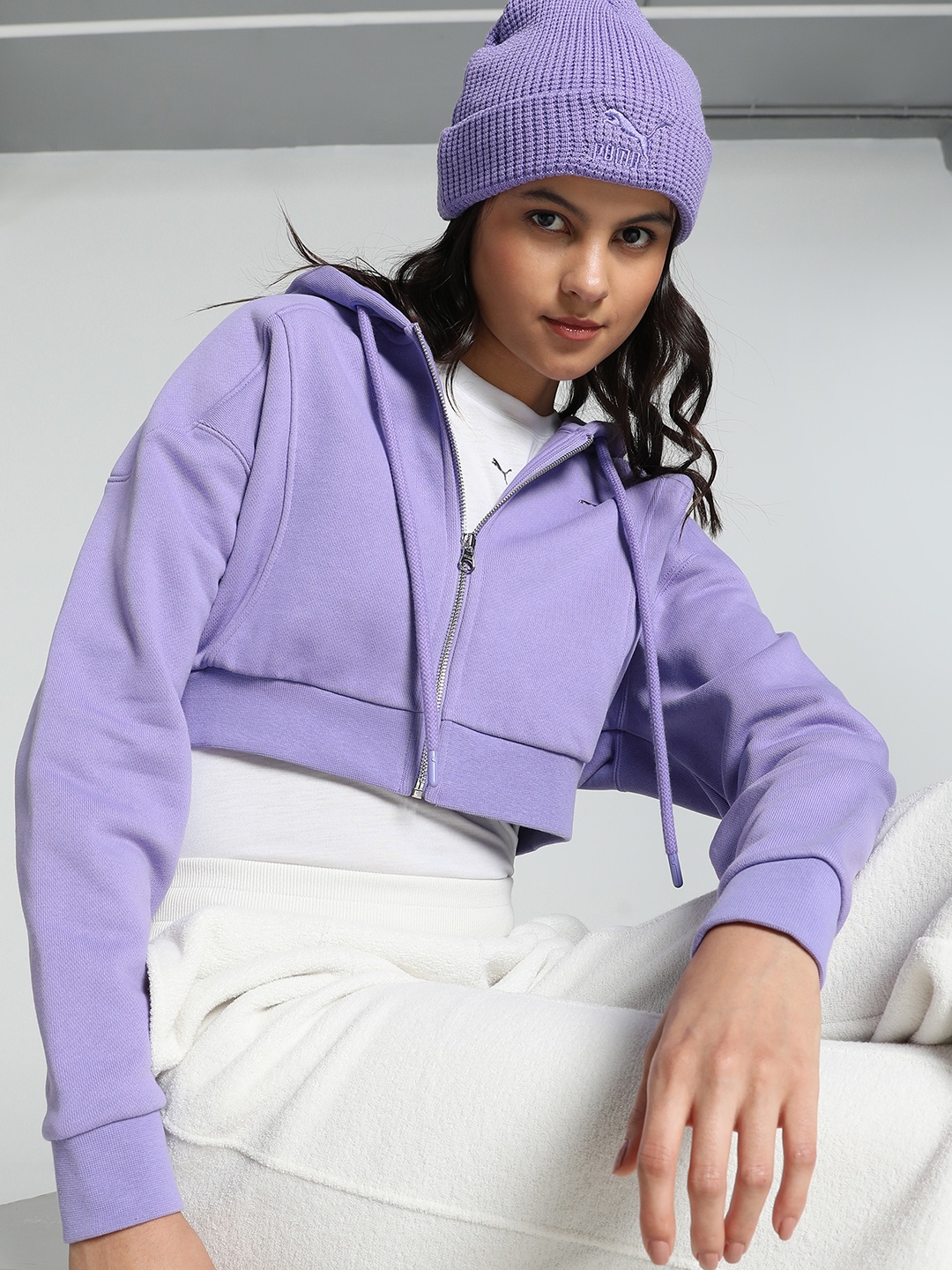 

Puma The Fast Race Pure Cotton Relaxed Fit Hooded Jacket, Purple