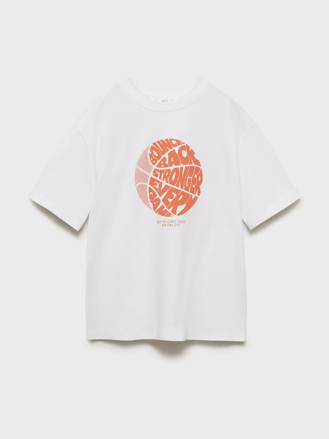 

Mango Kids Boys Typography Printed Drop-Shoulder Sleeves T-shirt, White