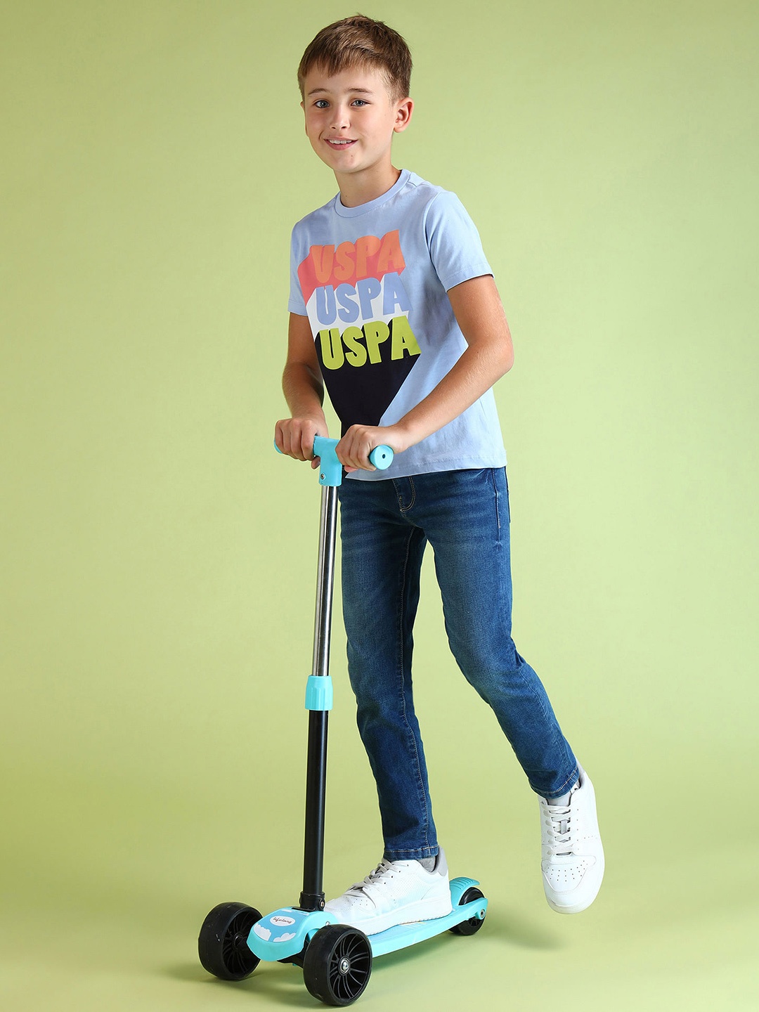 

U.S. Polo Assn. Kids Boys Brand Logo Printed Pure Cotton T-shirt, Blue
