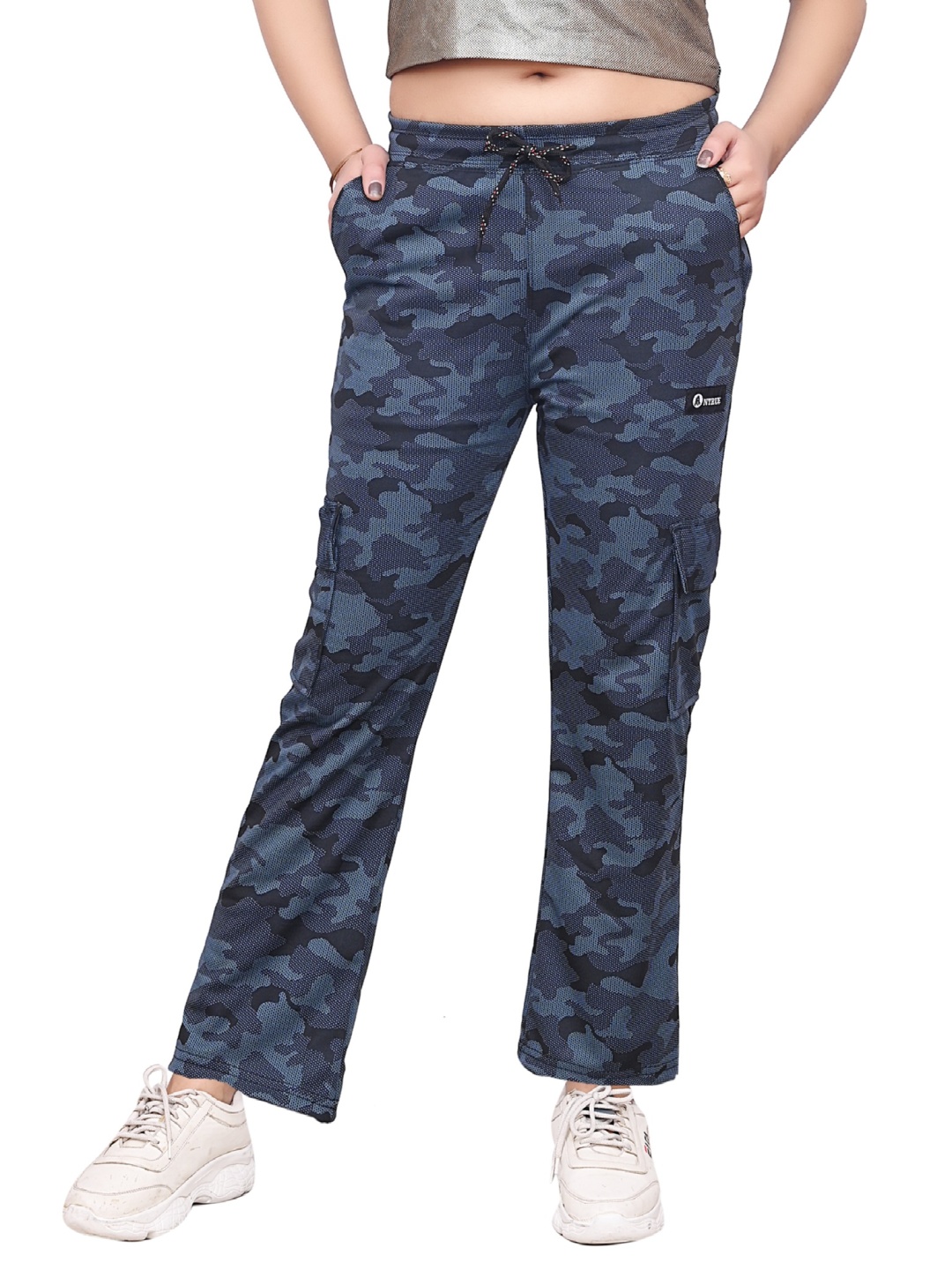 

ANTRUE Women Relaxed Easy Wash Cargos Trousers, Grey
