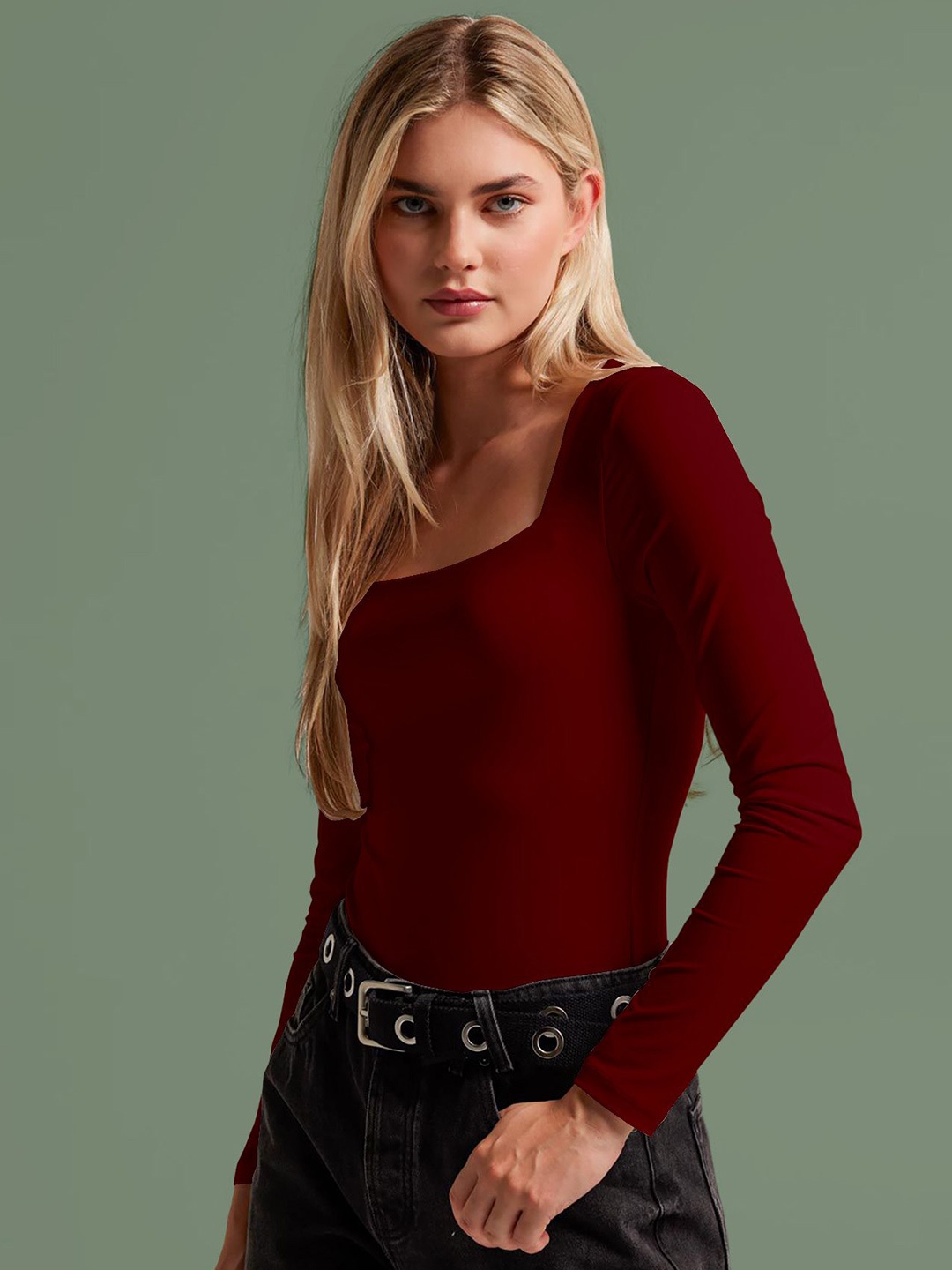 

Dream Beauty Fashion Women Square Neck Top, Maroon