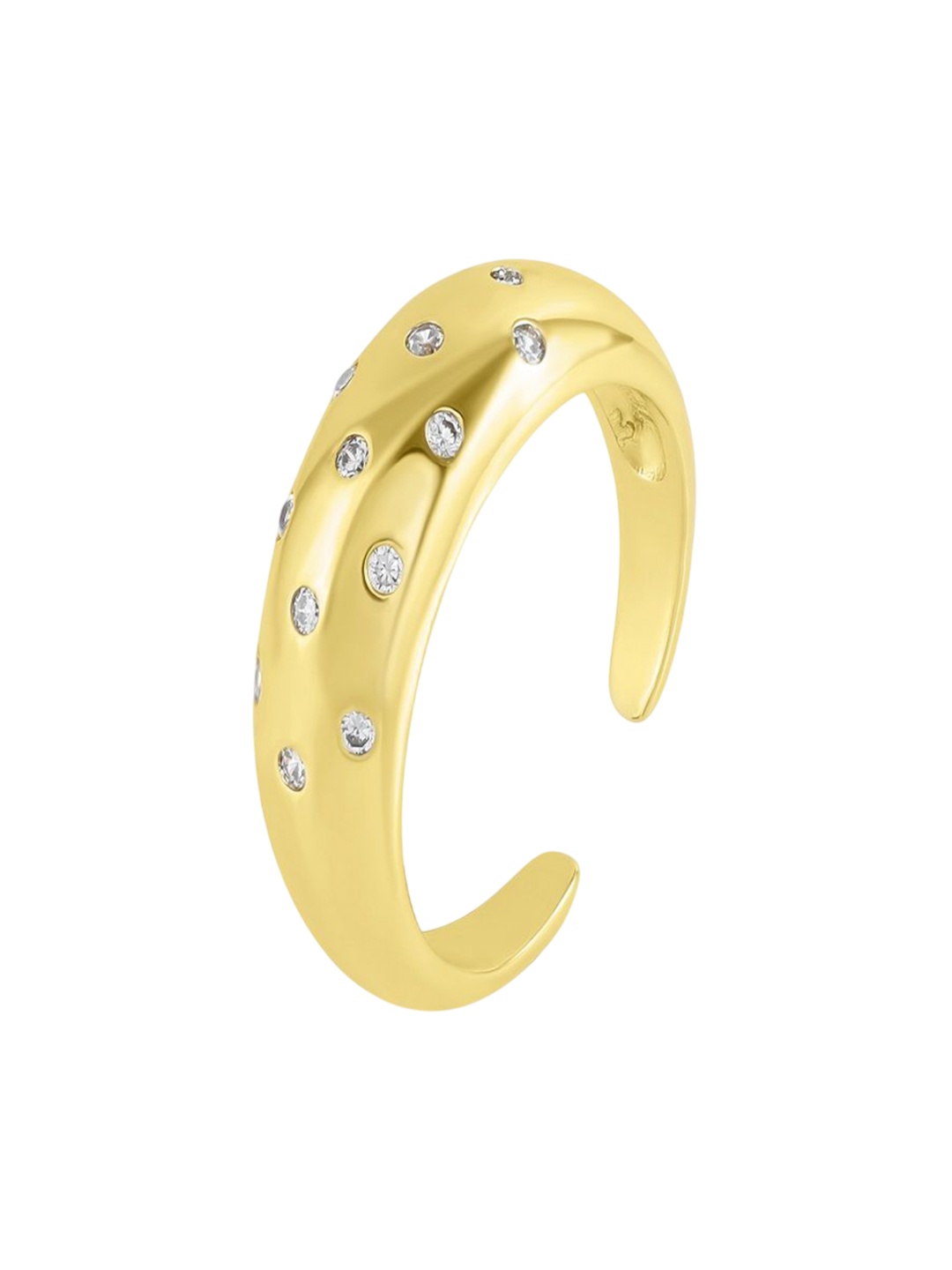 

Nirvana Gold-Plated Cubic Zirconia Stone Studded Adjustable Glitzora Finger Ring