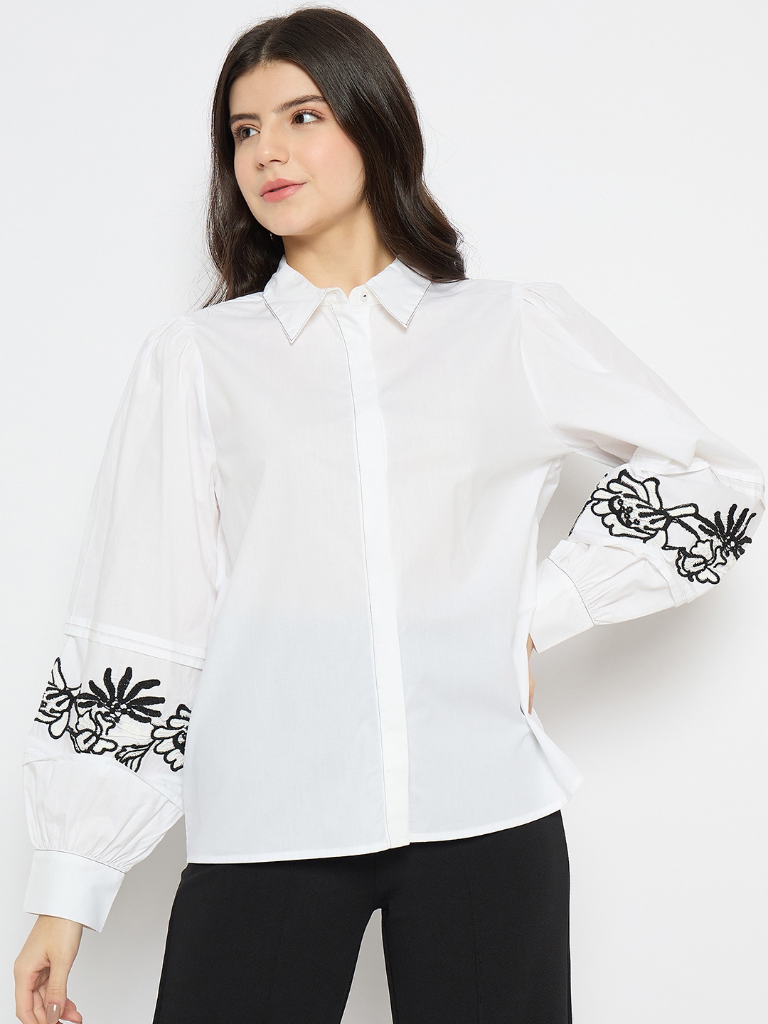 

Madame Women Opaque Casual Shirt, White