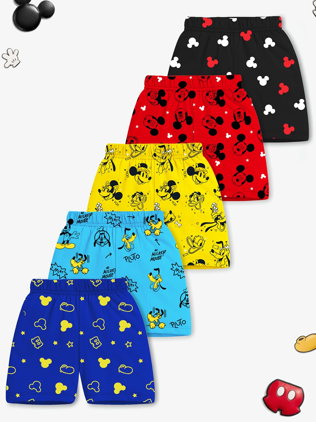 

Disney By Miss and Chief Boys Pack Of 5 Printed Mickey & Friends Shorts, Yellow